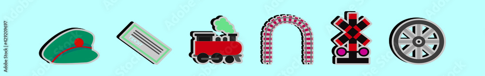 Obraz premium set of train cartoon icon design template with various models. vector illustration isolated on blue background