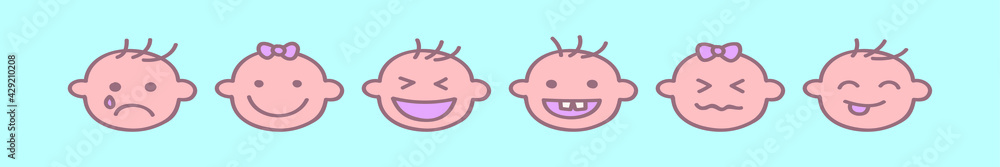 set of baby faces cartoon icon design template with various models. vector illustration isolated on blue background set of baby faces cartoon icon design template with various models. vector illustration isolated on blue background