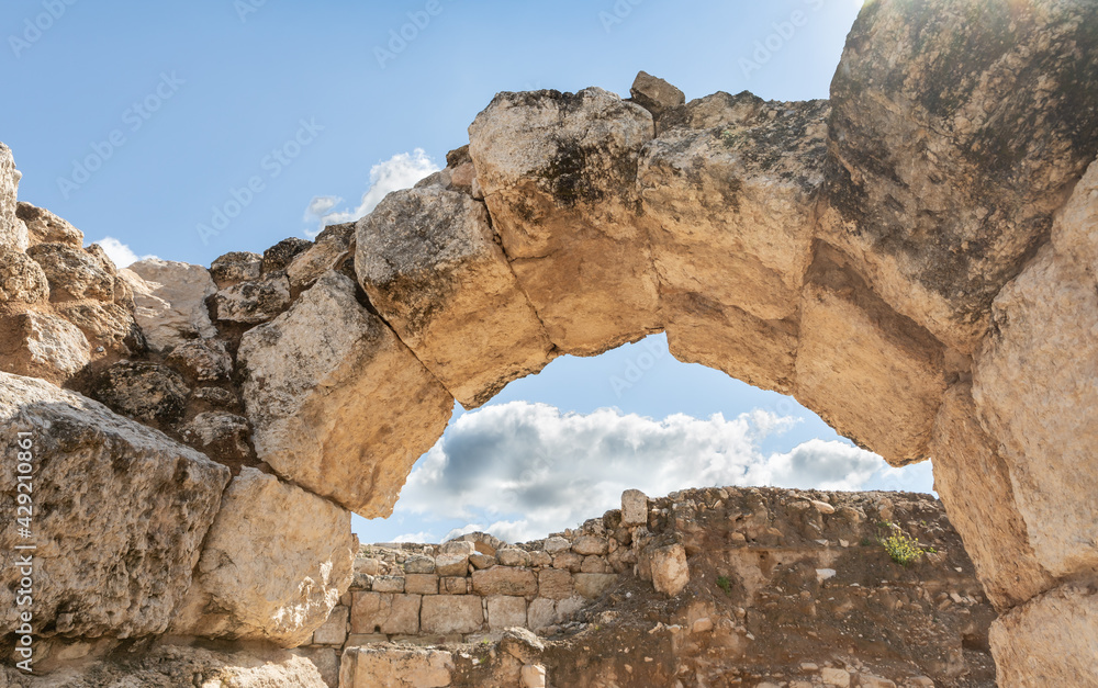 The ruins  of the Beit Guvrin amphitheater, near Kiryat Gat, in Israel