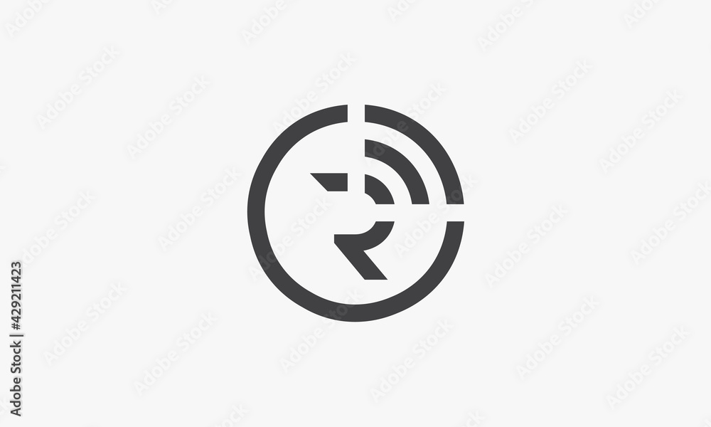circle signal letter R logo concept isolated on white background. circle signal letter R logo concept isolated on white background.