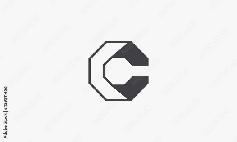abstract hexagon C letter logo concept isolated on white background. abstract hexagon C letter logo concept isolated on white background.