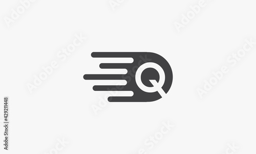 quick Q letter logo concept isolated on white background.