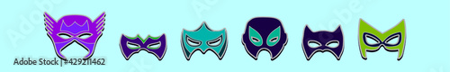 set of superhero mask cartoon icon design template with various models. vector illustration isolated on blue background