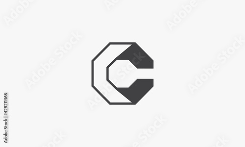 abstract hexagon C letter logo concept isolated on white background.