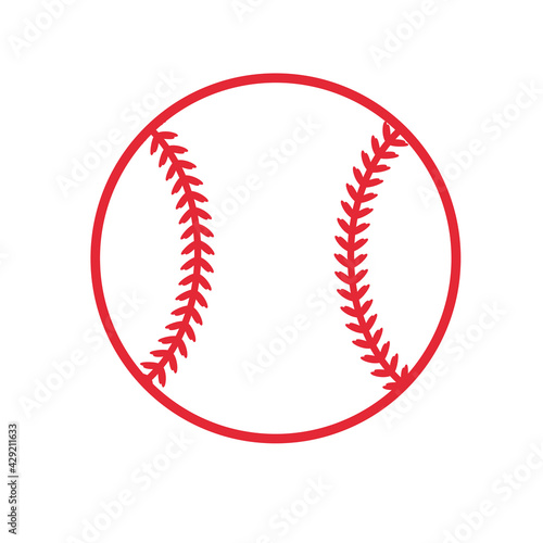 Beautiful red stitch baseball ball vector Isolated on white background