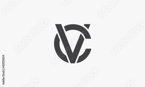 CV or VC letter logo design concept isolated on white background.