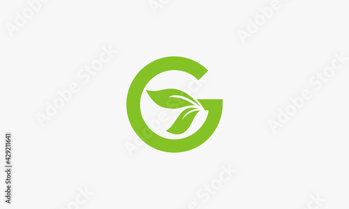 abstract letter G wit leaf design vector illustration.