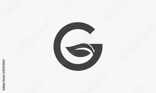 G letter leaf icon logo design concept on white background.