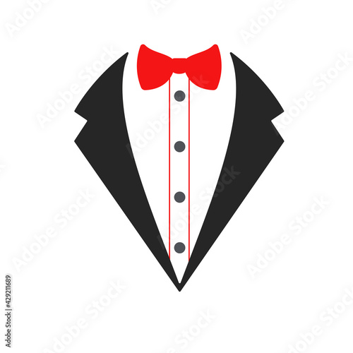 Tuxedo Icon. Wedding suits with bow tie and with necktie. isolate on white background.