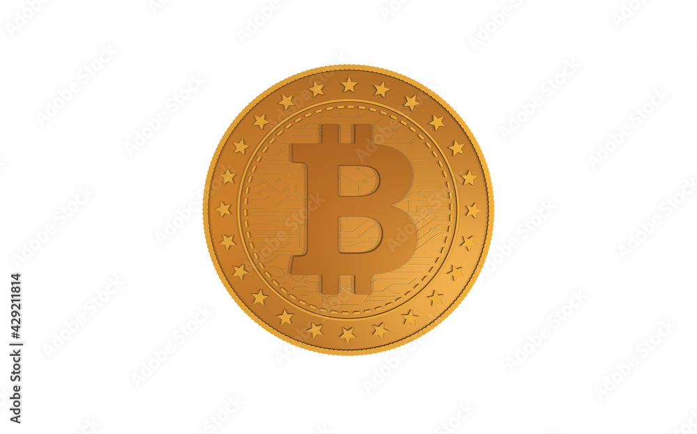 Bitcoin cryptocurrency symbol golden coin illustration Bitcoin cryptocurrency symbol golden coin illustration