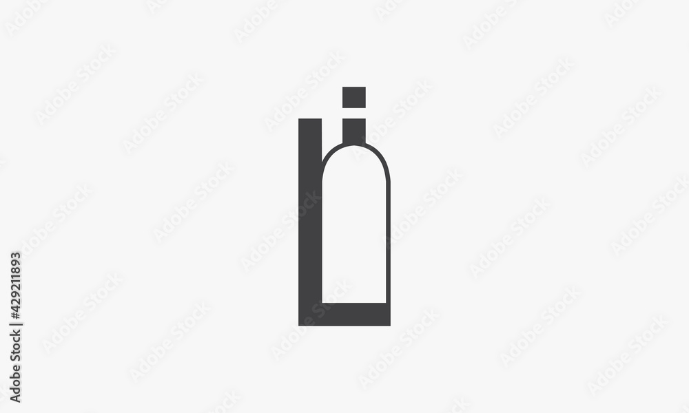 bottle L letter logo concept isolated on white background. bottle L letter logo concept isolated on white background.