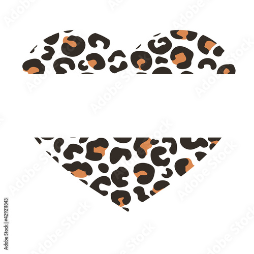 Heart shaped cheetah shirt pattern background Leave space for adding text. Isolated on background