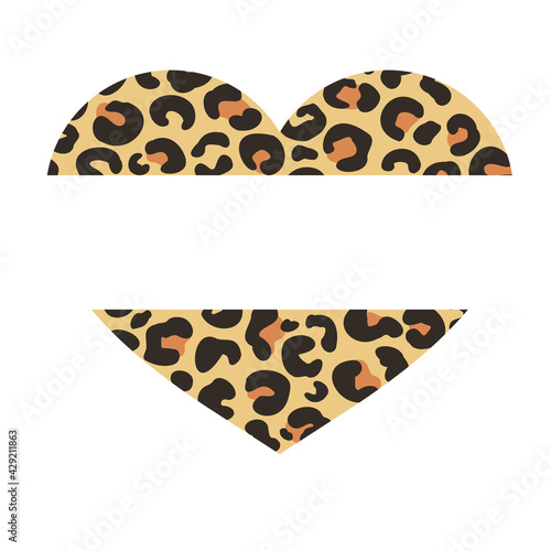 Heart shaped cheetah shirt pattern background Leave space for adding text. Isolated on background