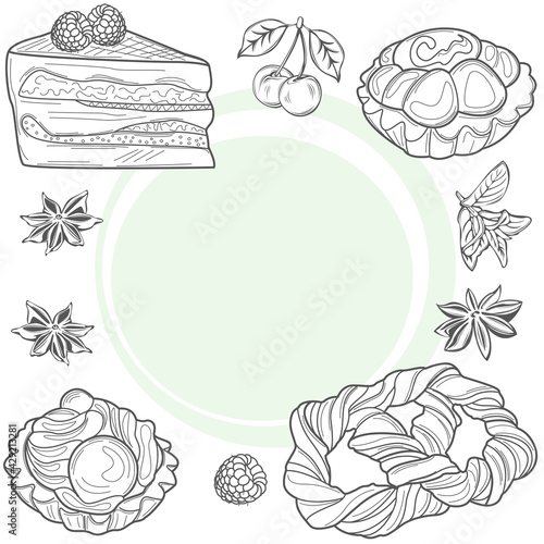 Sweet Desserts. Vector image