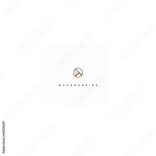 
illustration consisting of a picture of a piece of wood and the inscription "woodworking" in the form of a symbol or logo