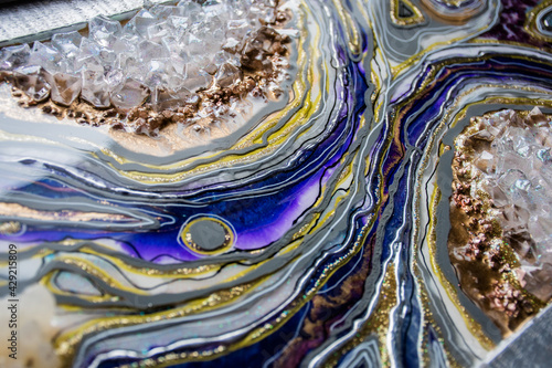 epoxy resin agate geode abstract art and original resin painting or functional art  © hyesun