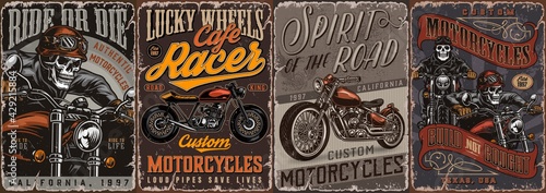 Motorcycle vintage colorful posters