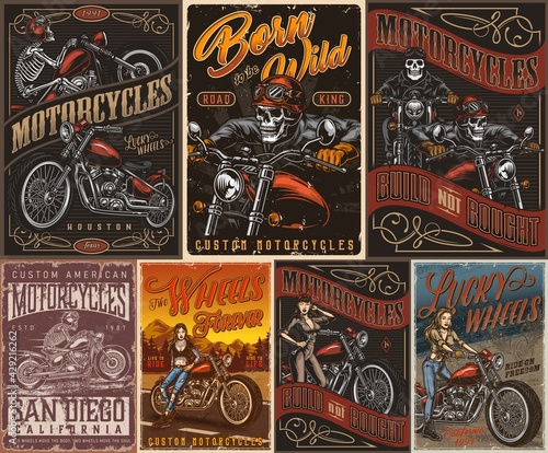 Custom motorcycle vintage posters