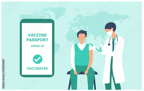 Vaccine passport for covid-19 coronavirus, Immunity vaccinated passport for travel vector illustration 