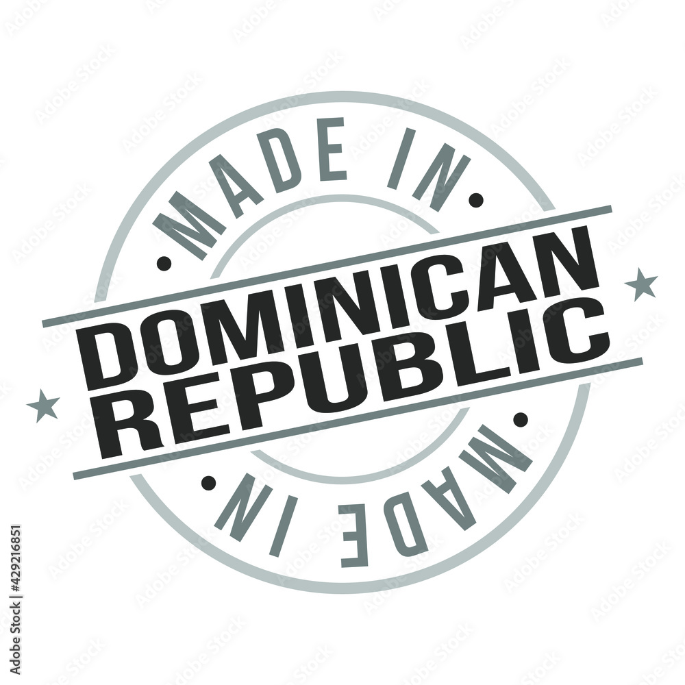 Made in Dominican Republic Quality Original Stamp Design Vector Art Tourism Souvenir Round Seal national product Badge.