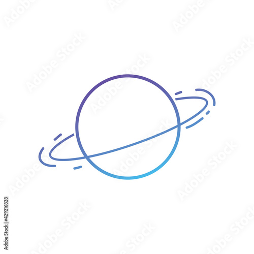 Space, planet, technology logo icon line gradient art vector illustration on white background 