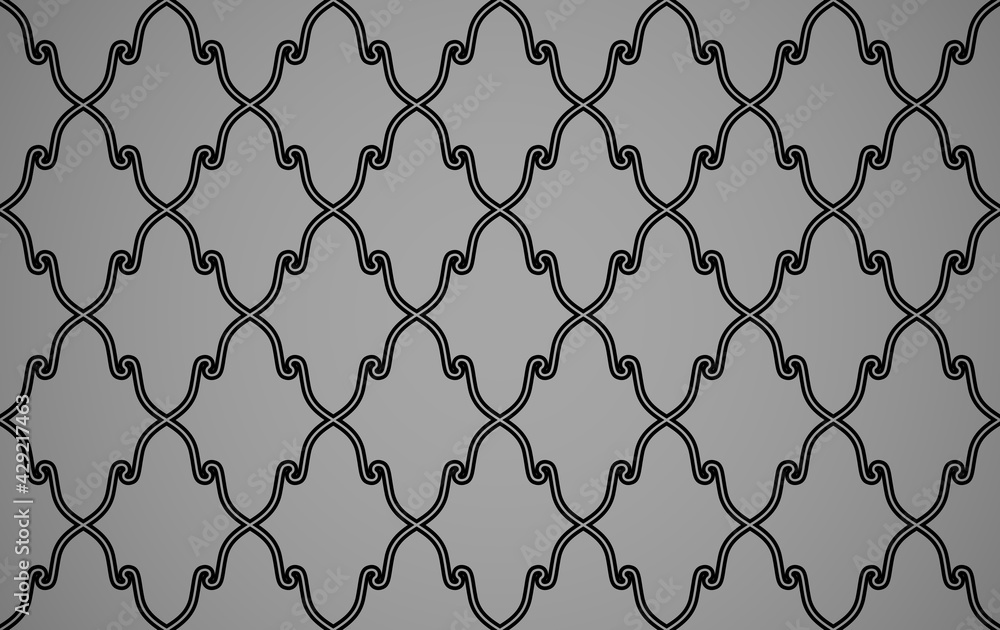 Fototapeta premium Abstract geometry pattern in Arabian style. Seamless vector background. Black and gray graphic ornament. Simple lattice graphic design