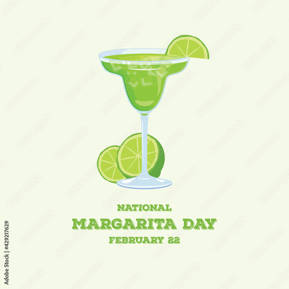 National Margarita Day vector. Margarita drink with lime icon vector