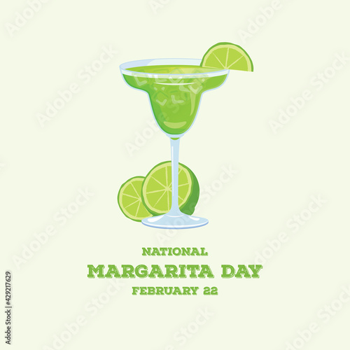 National Margarita Day vector. Margarita drink with lime icon vector. Green alcoholic cocktail icon vector. Glass of margarita vector. Margarita Day Poster, February 22. Important day photo