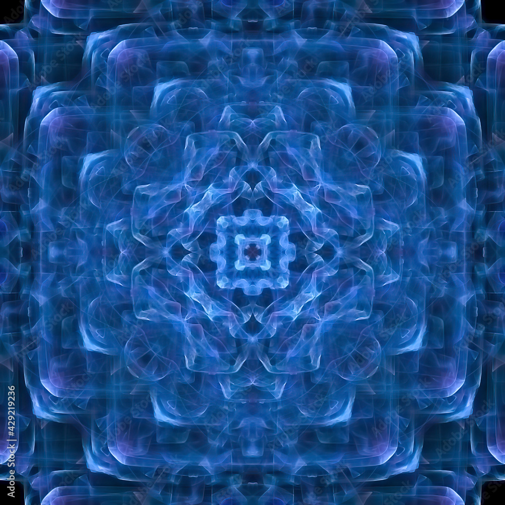 abstract blue fractal symmetrical background