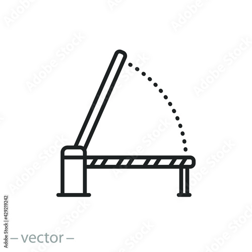 barrier car icon, entrance parking, toll booth, thin line symbol on white background - editable stroke vector illustration eps10
