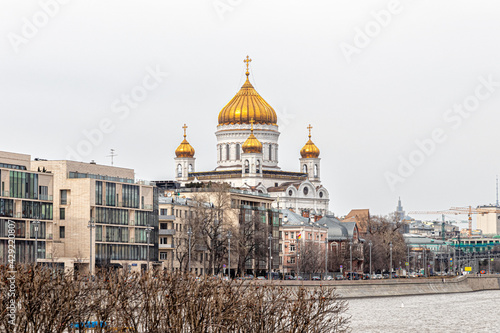 View of the Cathedral of Christ the Savior on the Prechistenskaya Embankment