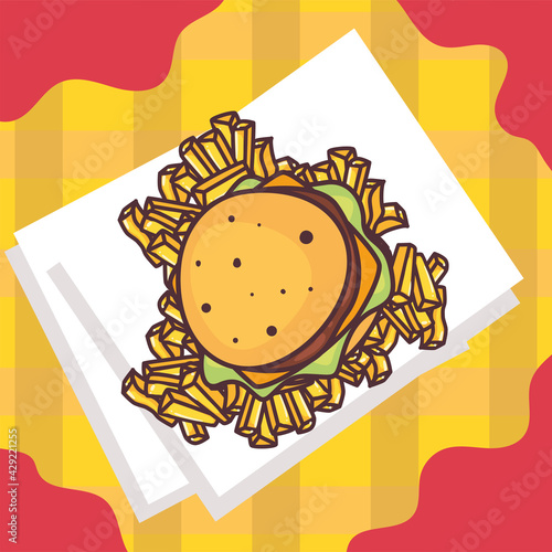 hamburger and fries