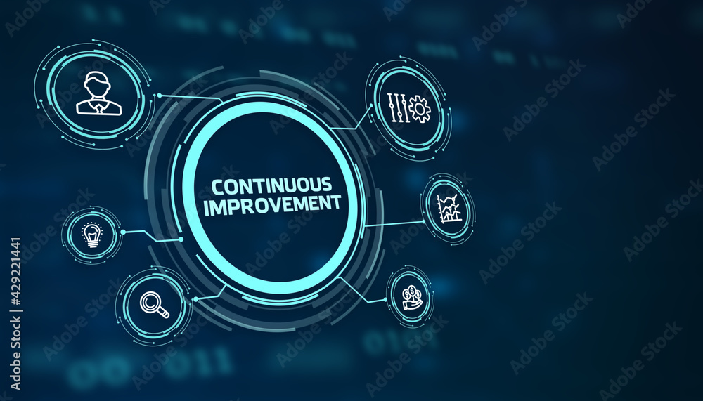 The concept of business, technology, the Internet and the network. virtual screen of the future and sees the inscription: Continuous improvement