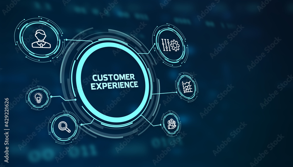 Fototapeta premium CUSTOMER EXPERIENCE inscription, social networking concept. Business, Technology, Internet and network concept.