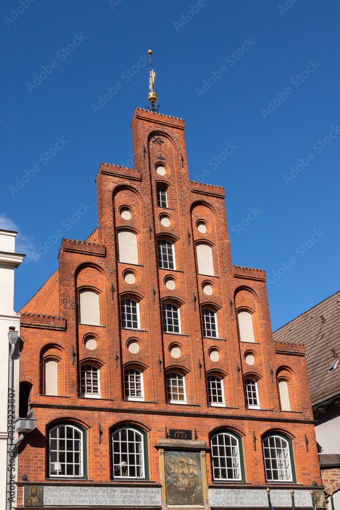 Fassade der Schiffergesellschaft in der Hansestadt Lübeck, Schleswig-Holstein