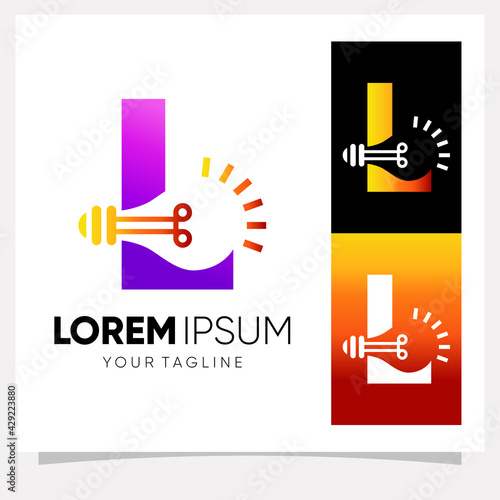 Initial Letter L Smart Light Bulb Logo Design Vector Graphic