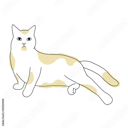 セクシーなポーズのリラックスしているぶち猫