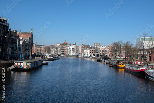 View From The Blauwbrug Bridge At Amsterdam The Netherlands 25-3-2020