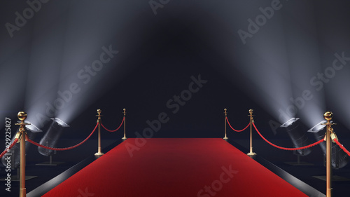 3d render red carpet on the black background