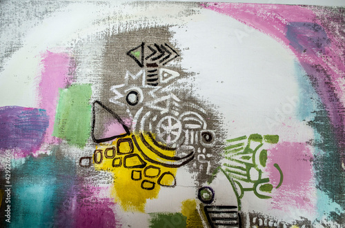 Wallpaper Mural Abstract acrylic painting. Contemporary art. Shamanic ornamental graphics. Torontodigital.ca