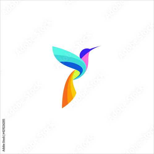 Beautiful Creative Bird Colibri Logo Design Template