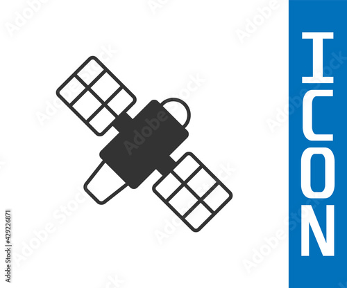 Grey Satellite icon isolated on white background. Vector