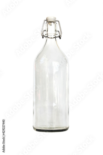 Empty reusable vintage glass bottle  isolated on white background