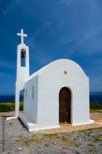 Greek traditional white washed orthodox curch