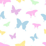 Seamless pattern butterflies silhouettes colorful vector illustration