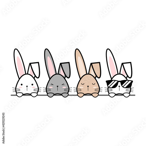 Doodle illustration bunny expression vector graphics