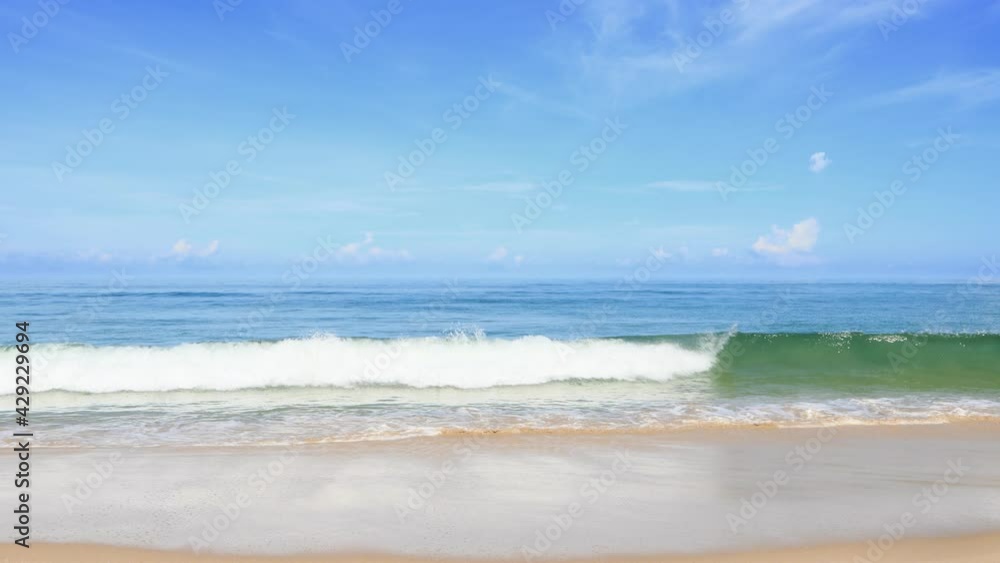 Phuket beach sand and sky in Thailand. Crystal clear water and the sky. Landscape view of beach in summer day morning. Phuket beach sand and sky in Thailand. Crystal clear water and the sky. Landscape view of beach in summer day morning.