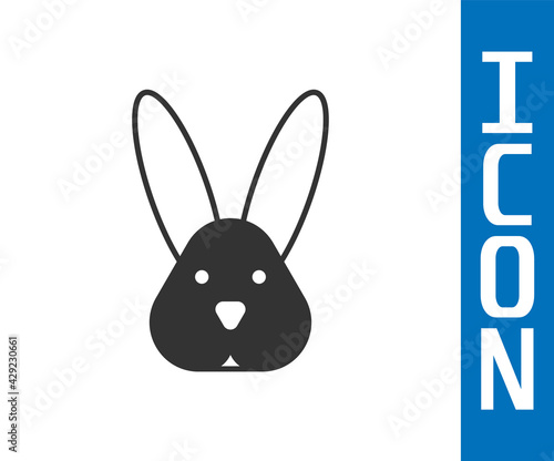 Grey Animal cruelty free with rabbit icon isolated Grey background. Vector
