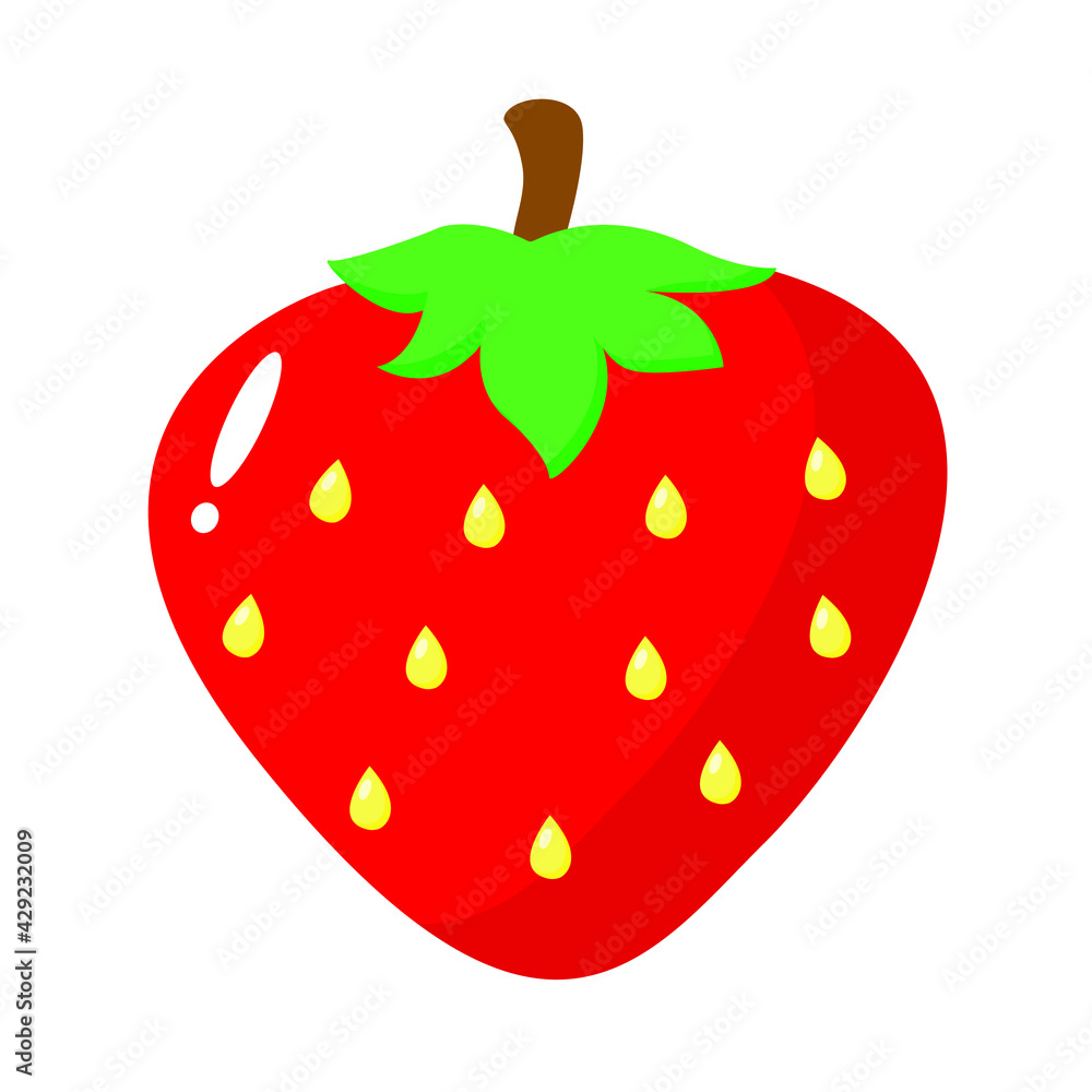 Fresh strawberry fruit. Vector illustration of an strawberry for an icon, logo or symbol on children's book, application, web Fresh strawberry fruit. Vector illustration of an strawberry for an icon, logo or symbol on children's book, application, web