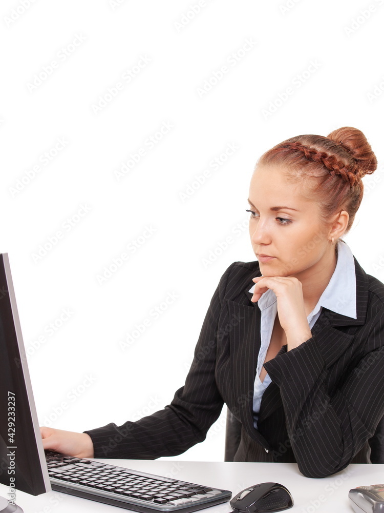 young woman workplace in office young woman workplace in office